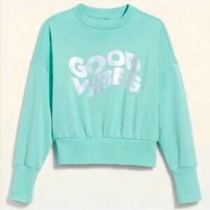 Loose Crew-Neck Cropped Sweatshirt for Women XXL Women's Sweater Good Vibes